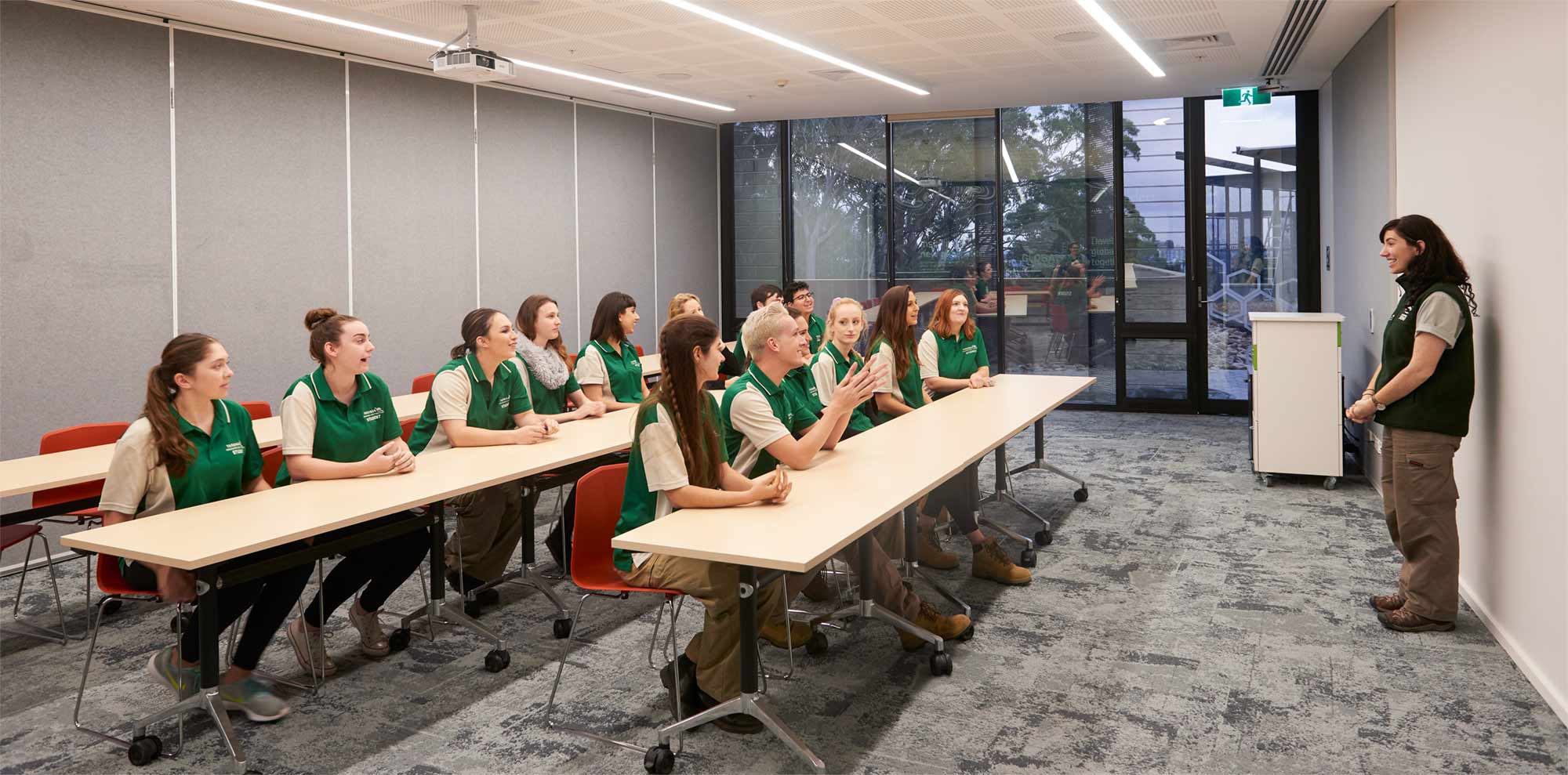 Students being led by a Taronga Educator in a Seminar Room