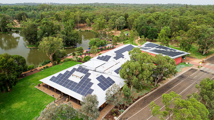 Solar installations at the Savannah Function Centre at Taronga Western Plains Zoo Dubbo.