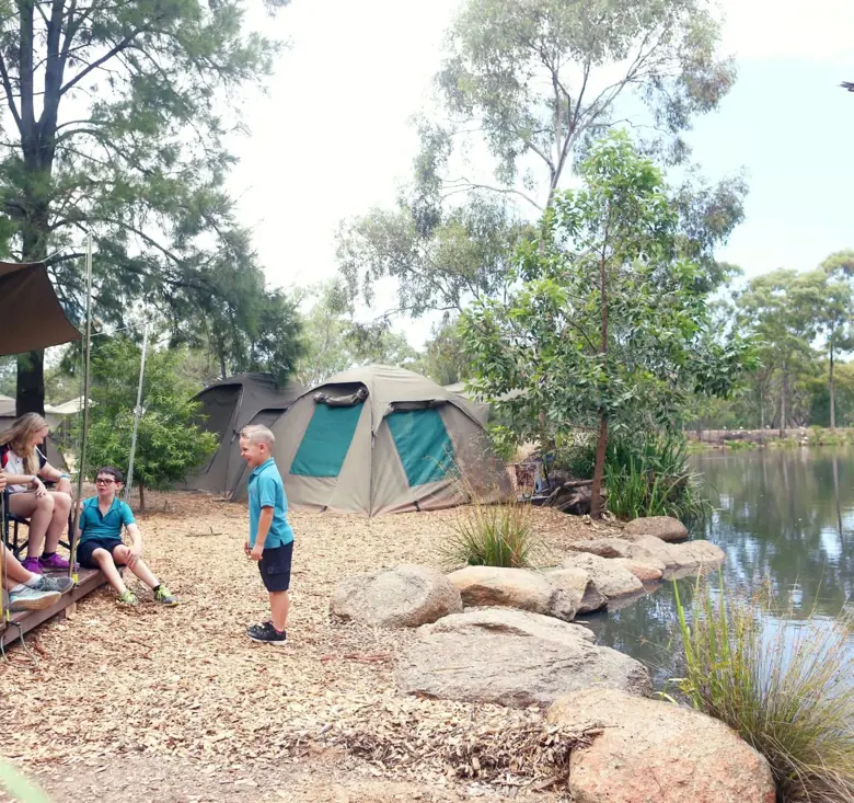 Children hanging out at Billabong Campsite during Zoosnooz overnight program