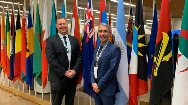 Taronga's Director of Welfare, Conservation and Science - Nick Boyle (left) and Director and Chief Executive - Cameron Kerr (right) at the 2019 CITES conference.