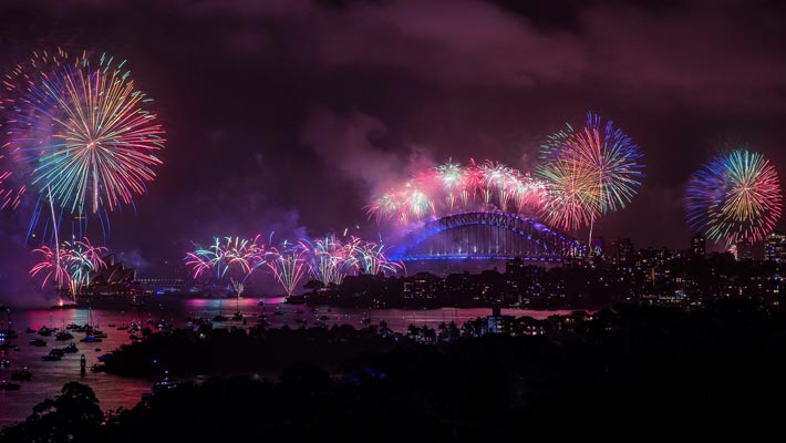 View of the fireworks from the Taronga Function Centre