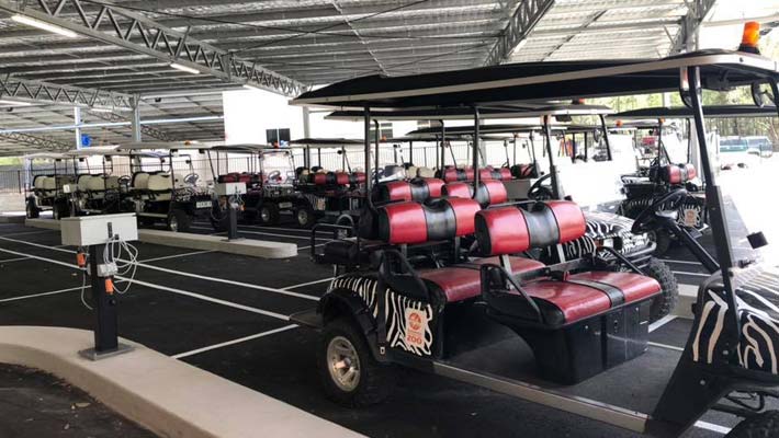 Charging carts at Taronga Western Plains Zoo Dubbo
