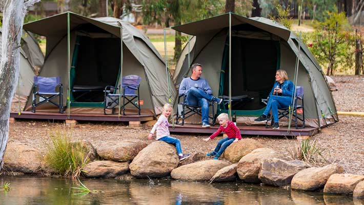 Family at Billabong Campsite, Taronga Western Plains Zoo