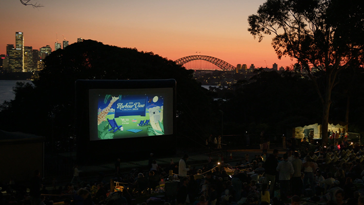 Watch movies as the sun sets over the Harbour Bridge!