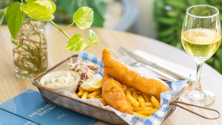 Fish & chips at the Saltwater Bistro