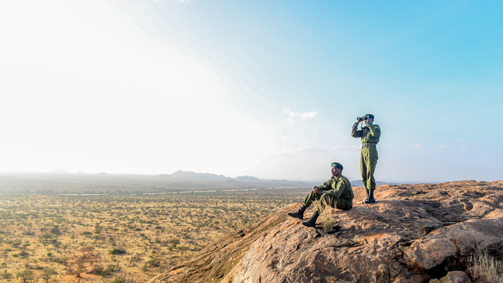 A conservancy ranger surveying wildlife activity as part of the Northern Rangelands Trust.