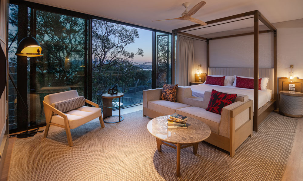 Treetop Suite with Sydney Harbour view at the Wildlife Retreat at Taronga.