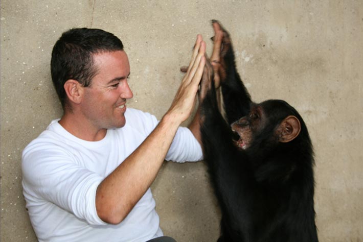 Simon with chimp